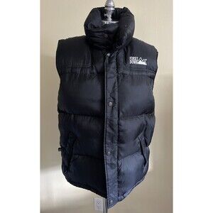 Vintage First Down Exploration Gear Black Zip Up Puffer Vest Jacket Size Medium